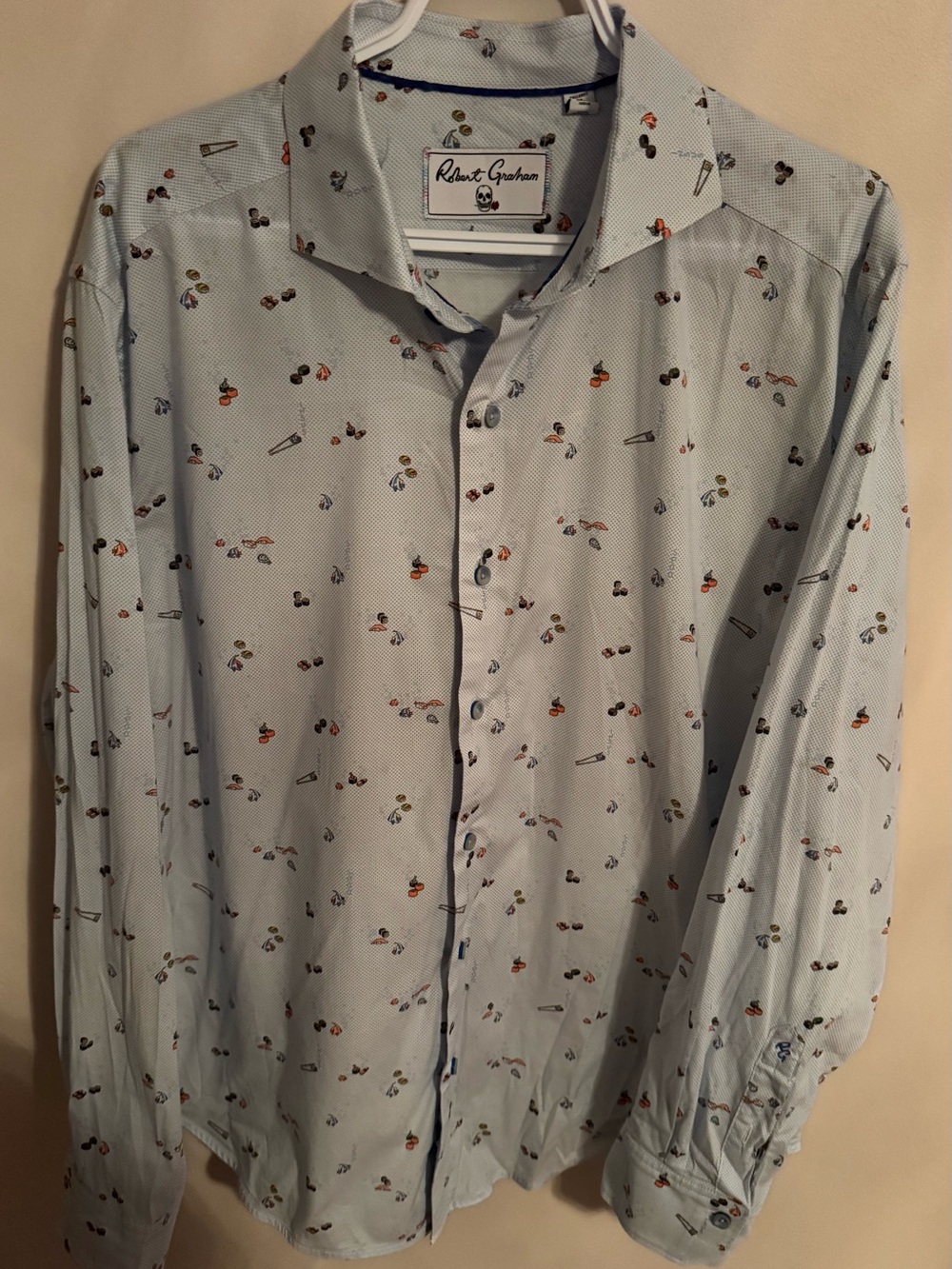 Robert Graham Pale Blue Micro-Print Button-Down Shirt-sushi print